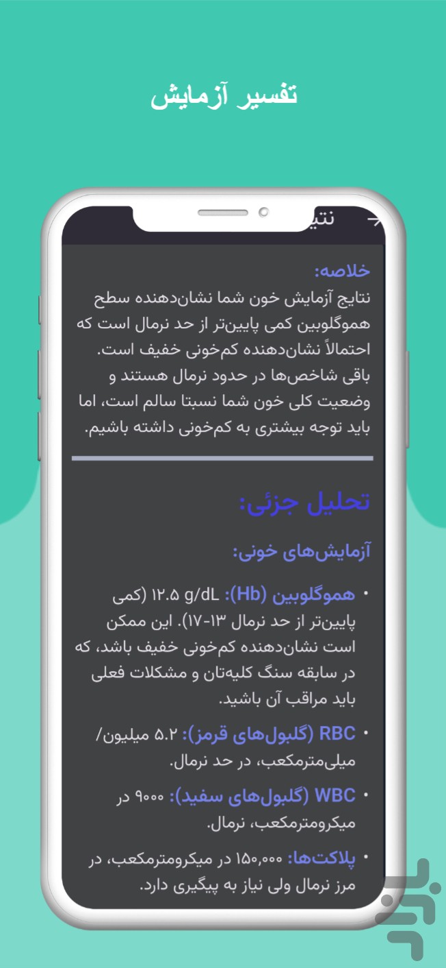 مدیبات پزشک هوش مصنوعی، تفسیر آزمایش — تصویر 3