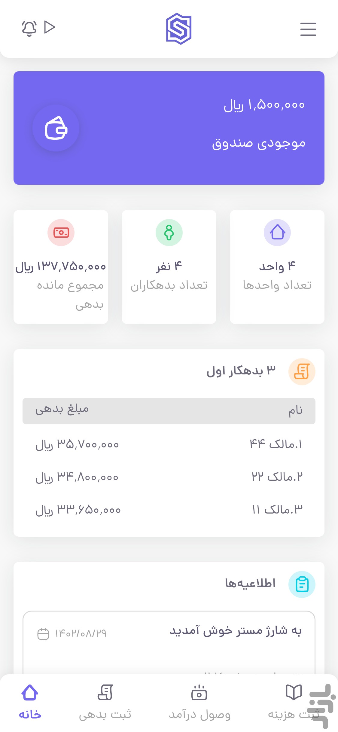 شارژ مستر نسخه مدیران ساختمان — تصویر 1