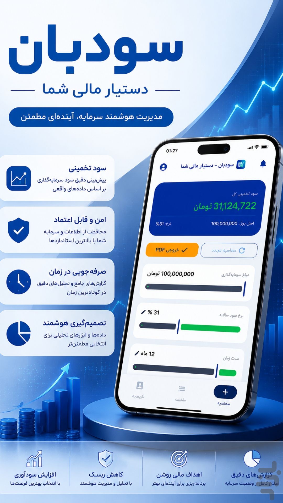 محاسبه سود بانکی و سپرده - سودبان — تصویر 2